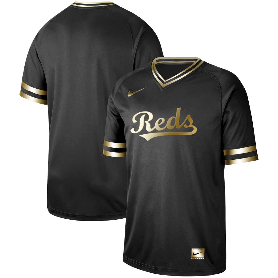 Men Cincinnati Reds Blank Nike Black Gold MLB Jerseys->miami marlins->MLB Jersey